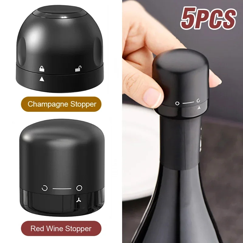 Wine Preservation Pump - 1-5 peças de tampa de garrafa