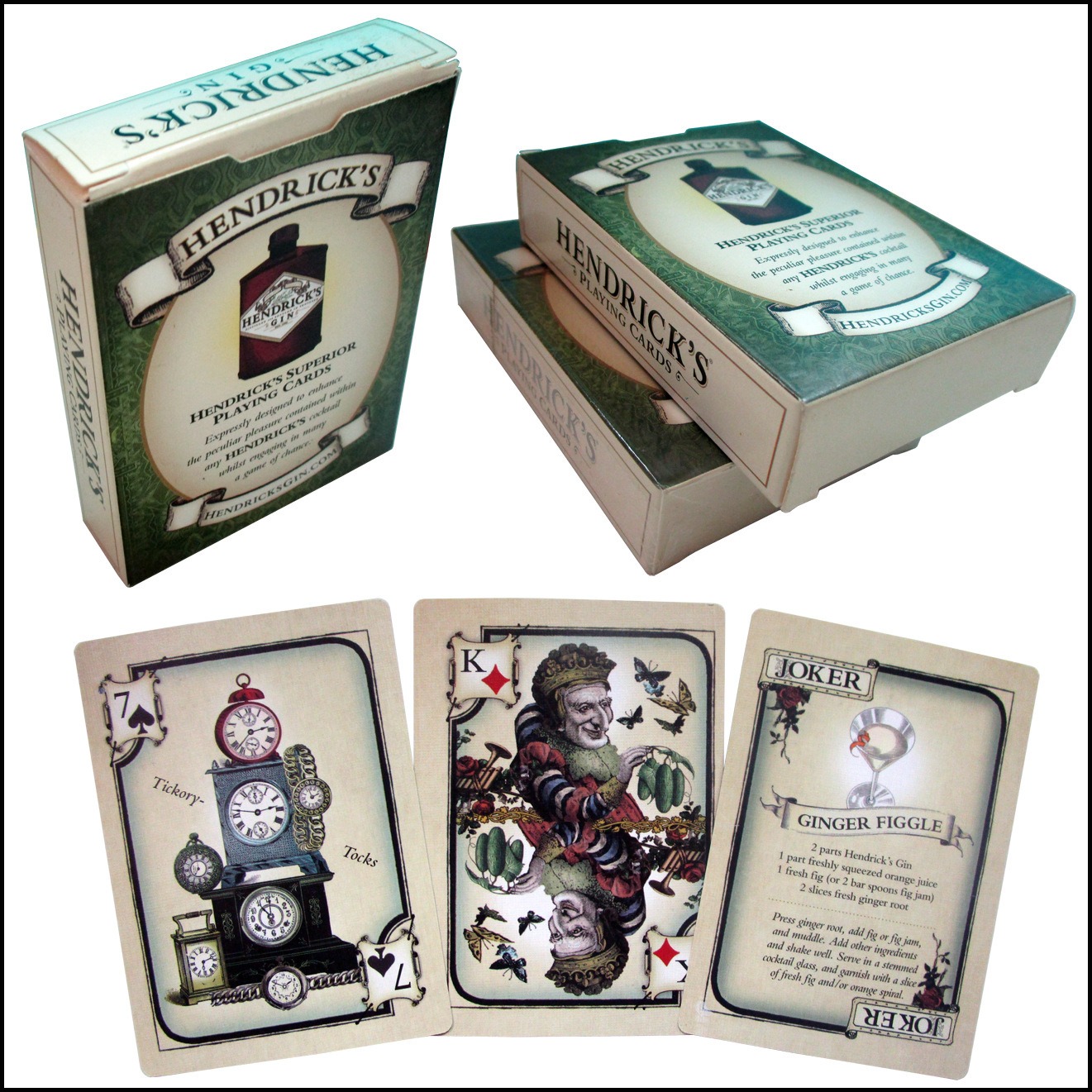 Cocktail Recipe Book - Baralho Completo de 52 Cartas Hendrick's