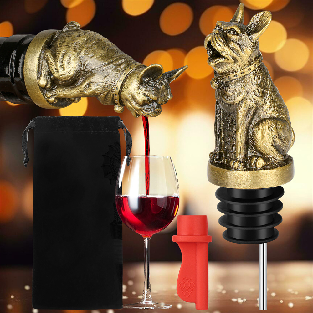 Wine Preservation Pump - Bonito buldogue francês vinho pouer garrafa