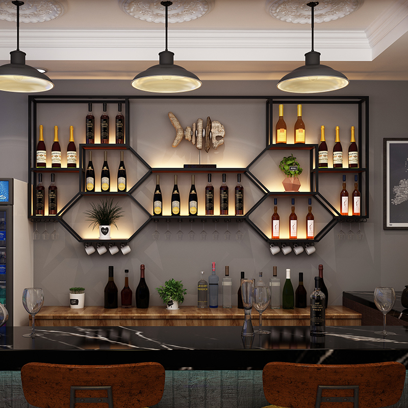 Home Bar And Cabinet - Prateleiras de metal armário de vinho