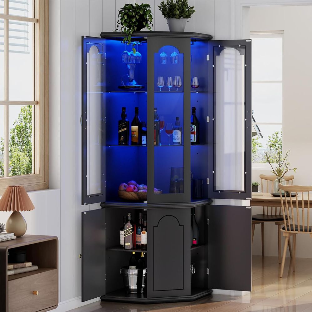 Home Bar And Cabinet - Armário de Bar Iluminado com Porta