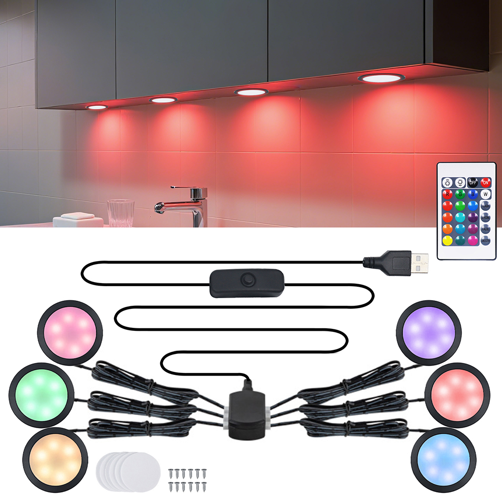 1/2/4/6 lâmpada rgb led sob a  - Home Bar And Cabinet avaliação e preço